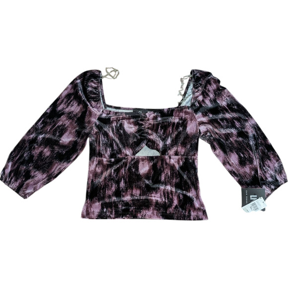 I.N. San Francisco - Soft Velour Women's Top-Multi Brown/Black/Mauve -Size Small - Picture 1 of 8